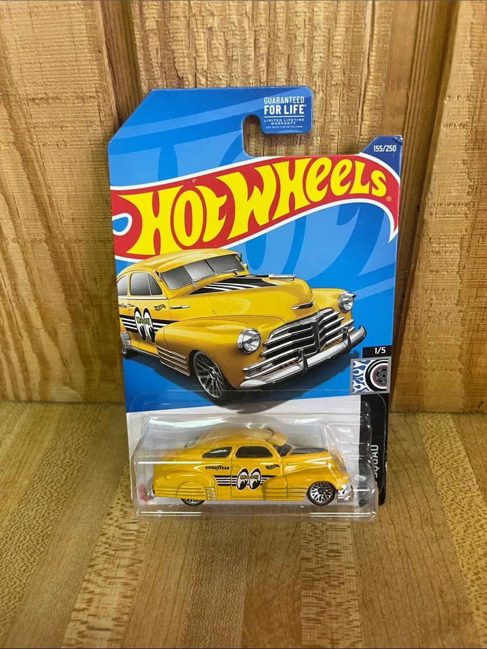 Yellow Retro Muscle Car Toy -Hot Wheels 47 Chevy Fleet line